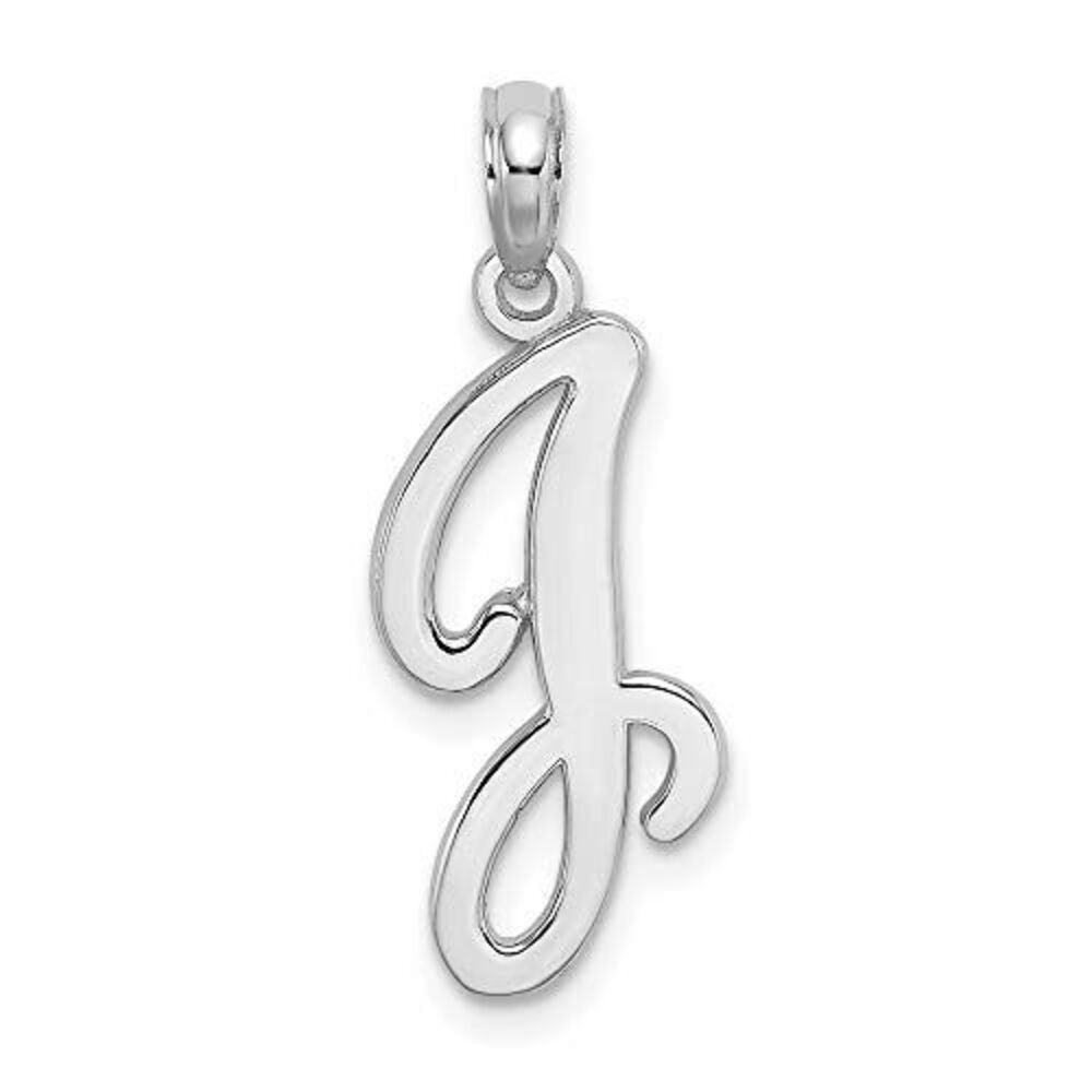 10k White Gold Polished J Script Initial Charm - image 5